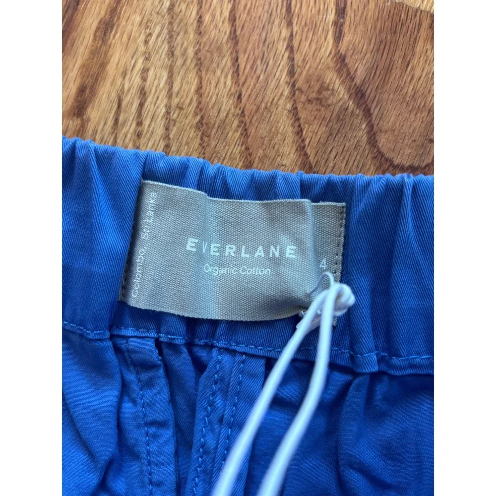 Everlane Easy Short Organic Cotton Elastic Waist Pull On Shorts 4 Blue NEW - Picture 3 of 7
